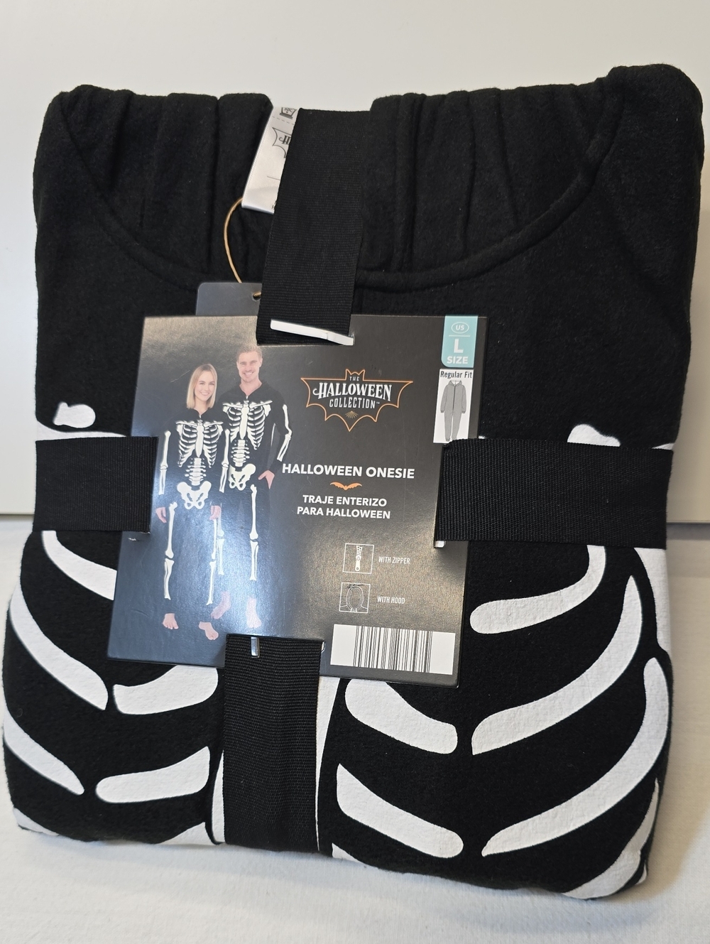 Black Skeleton Halloween Onesie - Men's Large